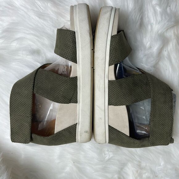 Dr Scholl’s  Sheena olive green Wedge ankle strap sandals size 8.5 - Picture 3 of 10